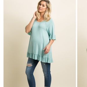 Pinkblush Tops - Pinkblush Mint Raw Cut Ruffle Trim Top Pinkblush Tops - Pinkblush Mint Raw Cut Ruffle Trim Top